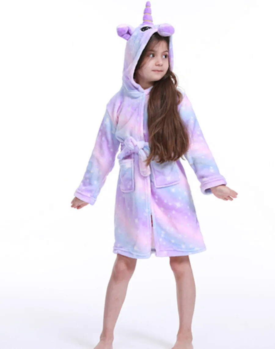 Children Sleepwear 3-12Years kids pajamas set,child bathrobe,kids robe Unicorn Cartoon Bath Robe