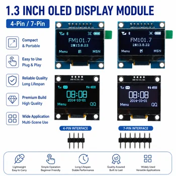 Modulo display LCD OLED da 1,3 pollici Modulo display digitale da 3,3-5 V a 4 pin/7 pin Chip SSH1106 128 × 64