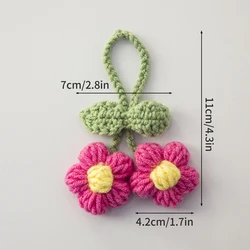 Elegant Handmade Lily of the Valley Crochet Flower Keychain and Hanging Decoration (Rose Red)
