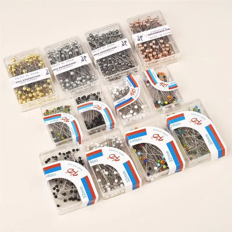 Description Picture 2 of itemNew Fashion Sewing Needles Colored Glass/Ceramics Head Bead Pin Stitch Knitting Needles Sewing Fixed DIY Safety Pin 32mm