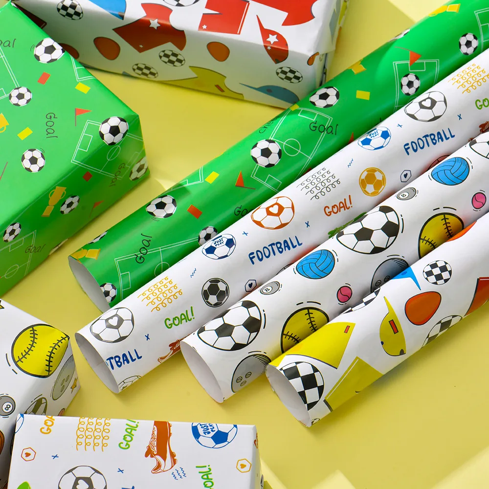 Gift wrapping paper 50X70cm football pattern gift packaging coated paper