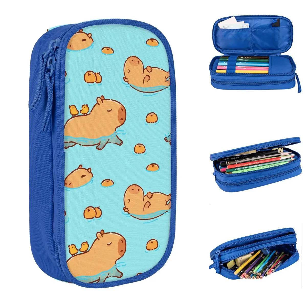 

Милый пенал для капибары, двухслойный пенал большой емкости для детей, милый пенал с животными, подарок на день рождения