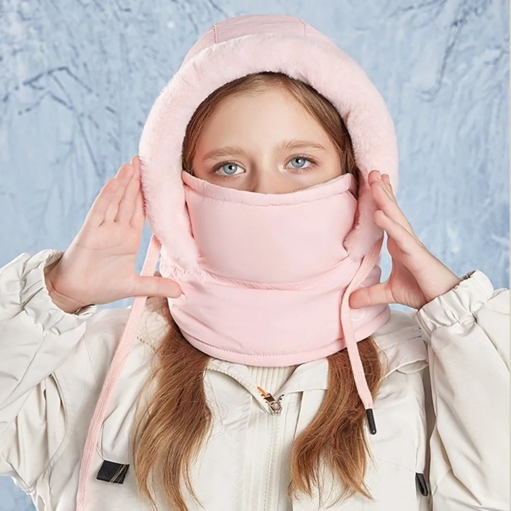 Keep Warm 3-in-1 Winter Cycling Hat Cold Resistant Fleece Lining Warm Scarf Face Mask Neck Protection Thickened Lei Feng Hat