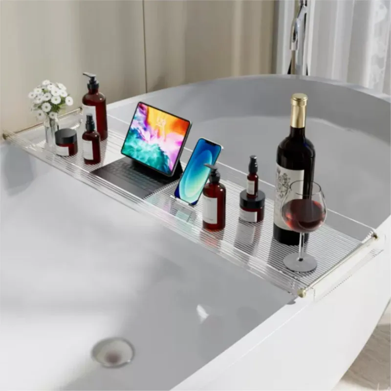 Creative Modern Bathroom Square Bathtub Storage Holder Multi functional Bathroom Acrylic Long Storage Holder 1PCS LF741