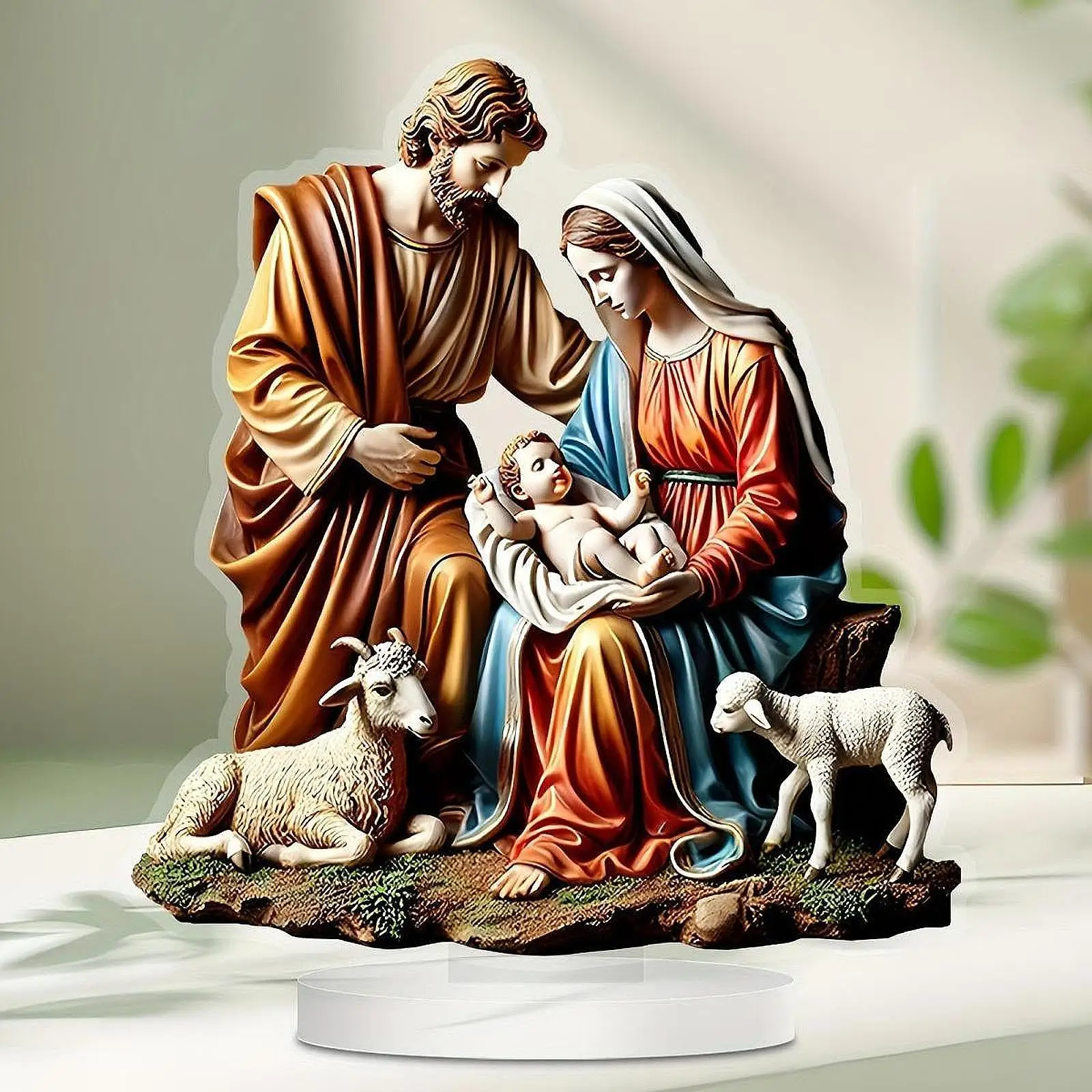 Virgin Mary Statue Ornaments Tabletop Decor Religious Crafts Holy Family Statues