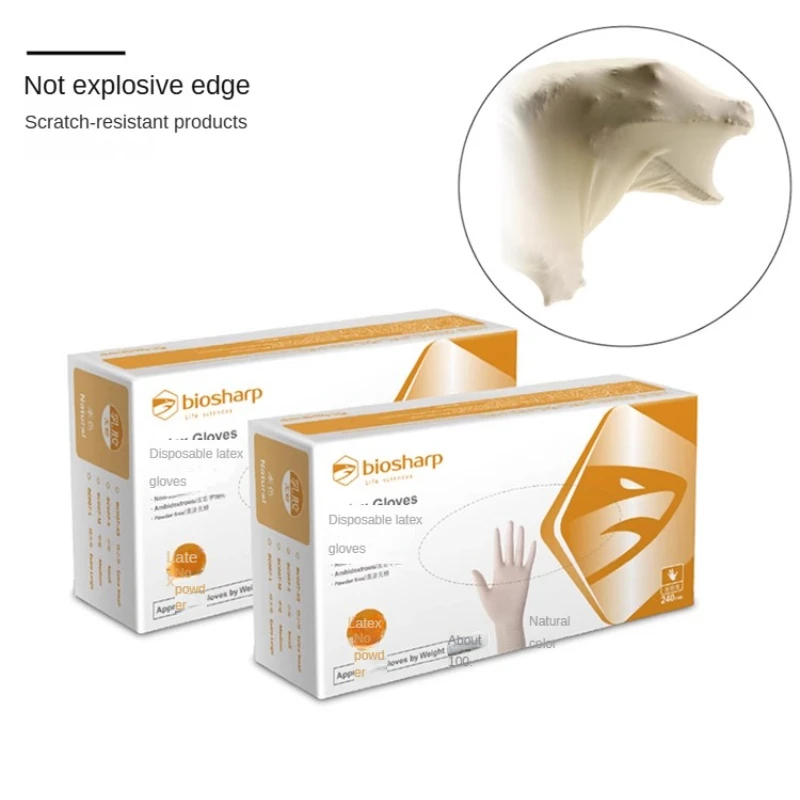 Biosharp 라텍스 장갑, 탈착식 두꺼운 BC007-XS BC007-S BC007-M BC007-L, 천연 라텍스 추출 유형, 박스당 100 개
