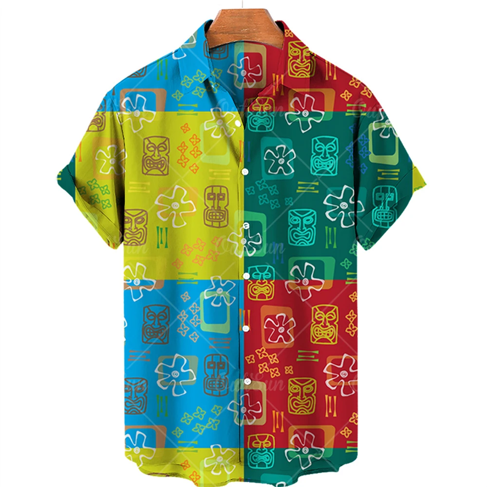 Men'S Hawaiian Casual Shirt Floral Colorful Plaid Short Sleeve For 3d Fashion Simple Button Beach Clothing Sale