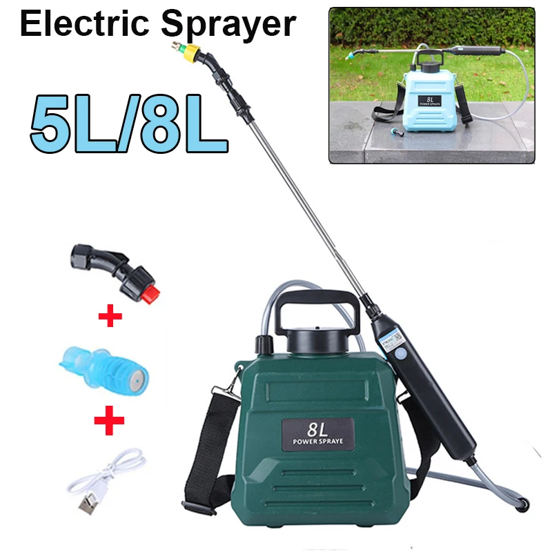 

5L 8L Electric Sprayer Watering Can with Spray Gun 2000MAH Automatic Garden Plant Mister USB Charging Irrigation Tool 2 Nozzles
