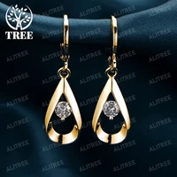 ALITREE 18K Gold 925 Sterling Silver Zircon Water Droplets Earrings For Women Party Wedding Drop Earring Fashion Charm Jewelry