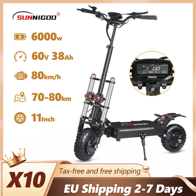 6000W puissant Scooter électrique 60V 38Ah vitesse maximale 85 km/h 100km portée 11 ''pneu double amortisseur pliant EScooter pour adultes 1