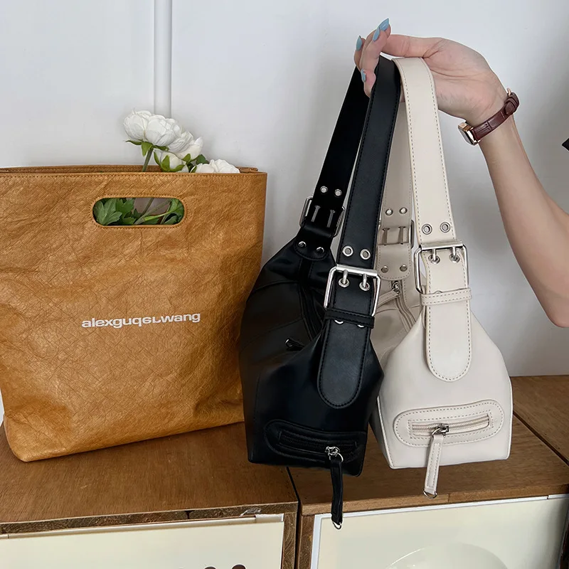 Y2k stil umhängetasche für frauen trend ige motorrad handtasche minimalist ische schulter geldbörse für mädchen street wear – Detail 4