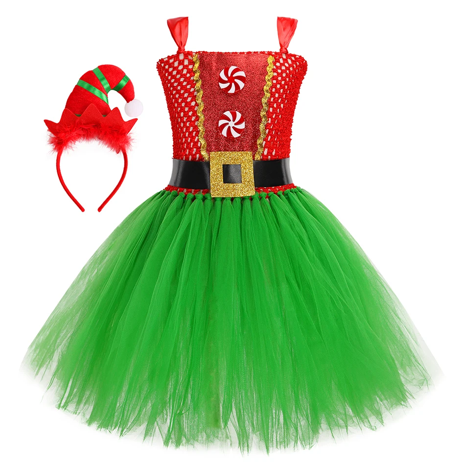 thumbnail image 1 of Christmas Cosplay Costume Tutu Dress Xmas Girl's Clash Mesh Dress Kids Dress Up Outfits Party Birthday Stage Performance Gift, 1 of 4