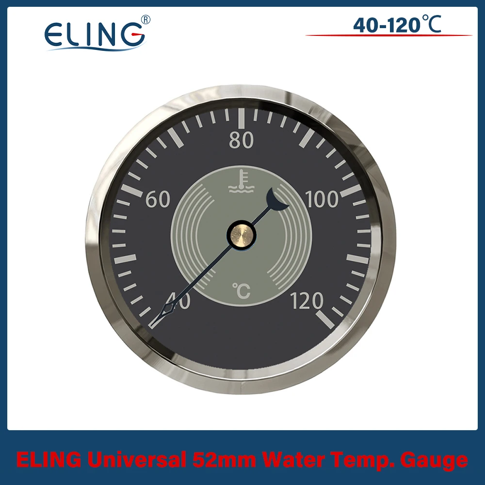 ELING 52mm (2'') 수온계 온도계 40-120 ℃ 빨간색 노란색 백라이트 12V 24V를 갖춘 오토바이 자동차 트럭 선박용 신호등