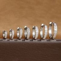 1Pair Stainless Steel Huggie Minimal Hoop Earrings Little Crystal Zirconia Thin Helix Tragus Cartilage Earrings Piercing Jewelry - Image 5