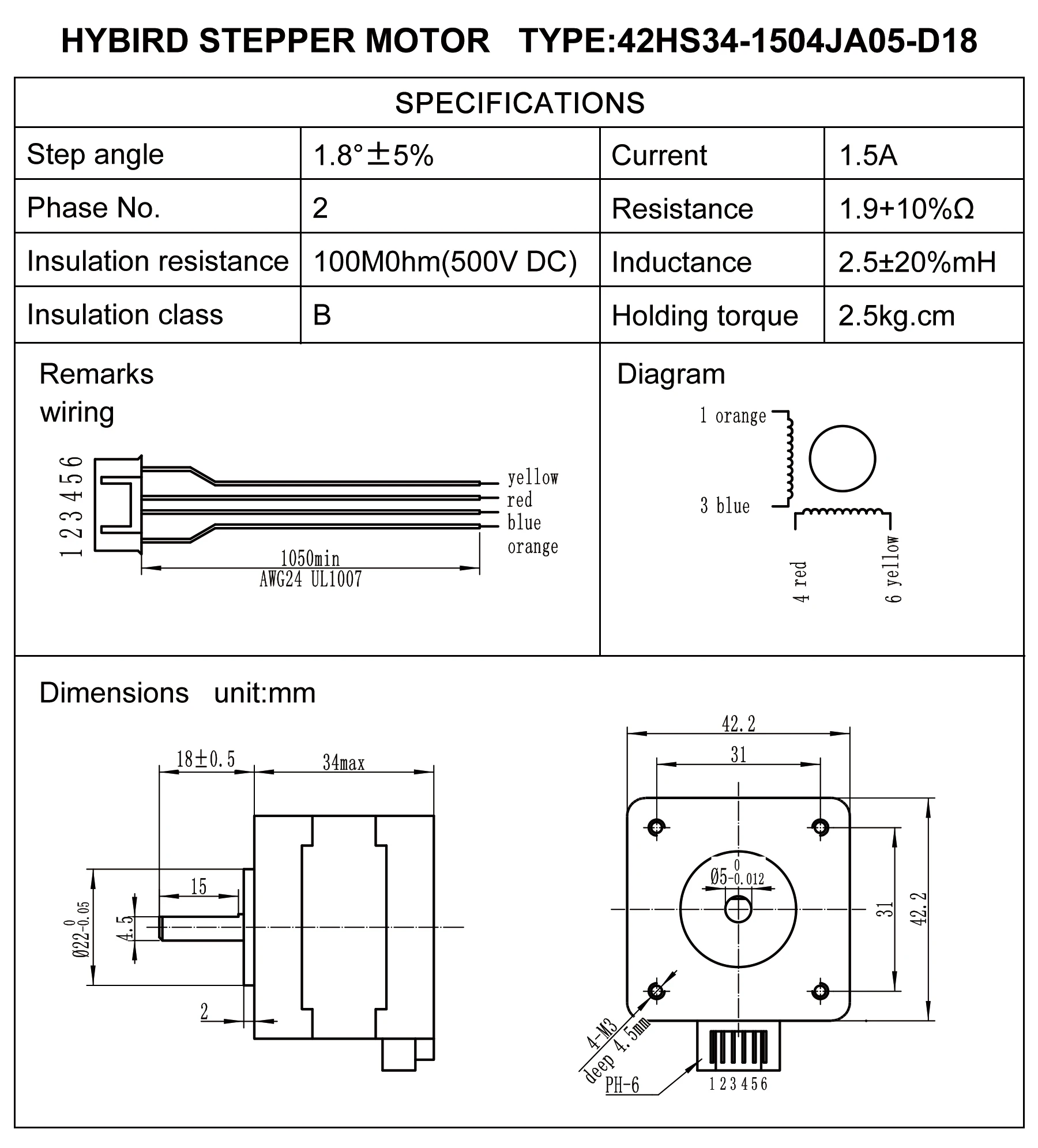 Nema 17 42 Motor de Passo, 42