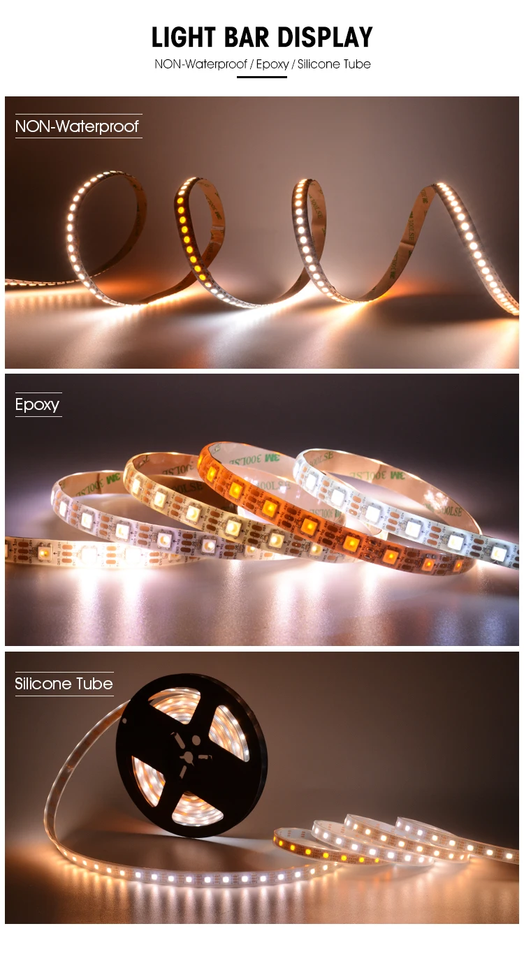 SK6812 / WS2812 / XT1511-WWA Warm White Cool White Amber 5050 SMD 5050 Rgb LED Strip Cob LED Strip 24V Water Proof LED Strip