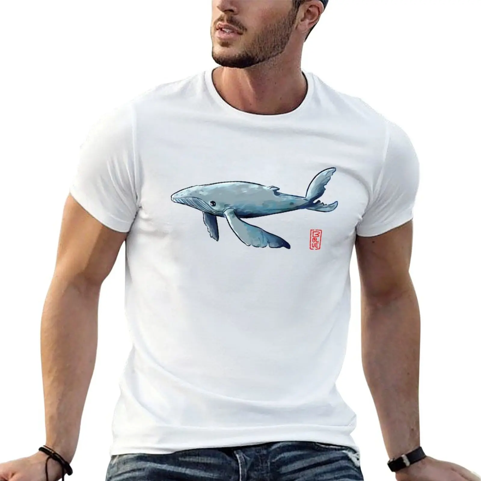 

Whallace T-shirt boys animal print summer top anime Men's cotton t-shirt