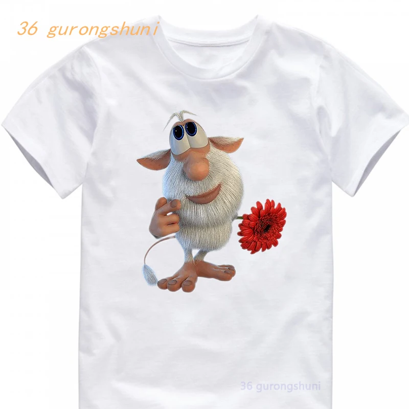 Cartoon dla dzieci ubrania dla dzieci chłopcy t shirt anime letni nadruk koszulki z krótkim rękawem koszulki dla dzieci Буба białe koszulki topy dla dziewczynek 371 Буба Мультфильм для детей