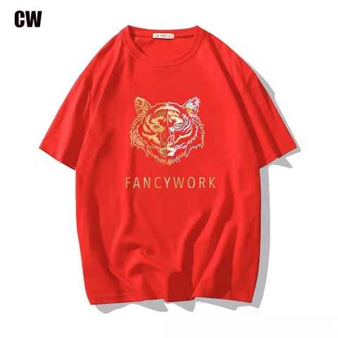 Hot Sale Tiger Print Men's t-Shirt Fashion Spring Summer High Quality Cotton Short Sleeve Clothes Hip Hop Harajuku New Top