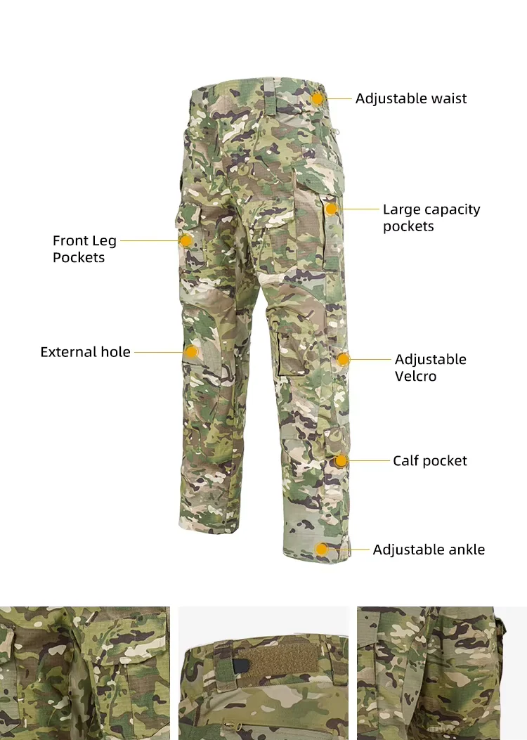 Militärischer Tarnanzug für Herren, Y2K, taktische Outdoor-Sets, schnell trocknende, langlebige Uniformen, G3, langärmlige Jagd- und Kampfausrüstung – Detail 5