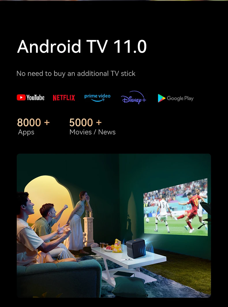 Wanbo Mozart 1 Projektör Android TV 11.0 Google Asistan Netflix