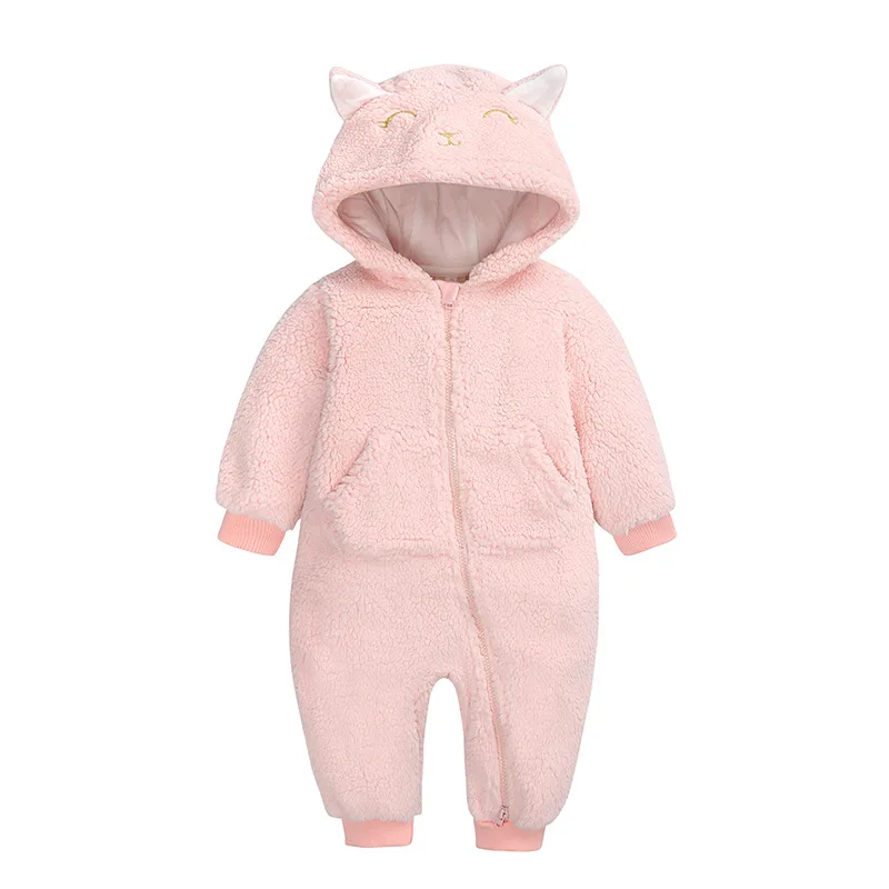

2024 New Baby Boy Girls Clothes Winter Cotton Newborn Toddler Baby Rompers Hooded Cute Bear Infant Snowsuit Jumpsuits 0-12 Month