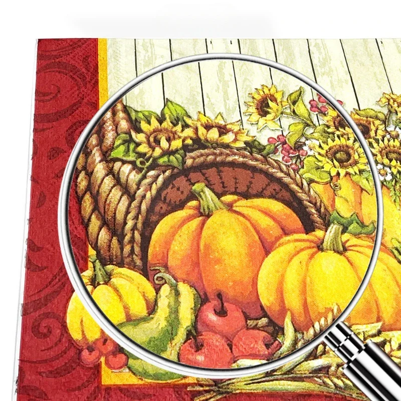 Summer Halloween Pumpkins Autumn and Winter Coloured Napkins Unscented Virgin Wood Pulp Printed Tissue Paper Party