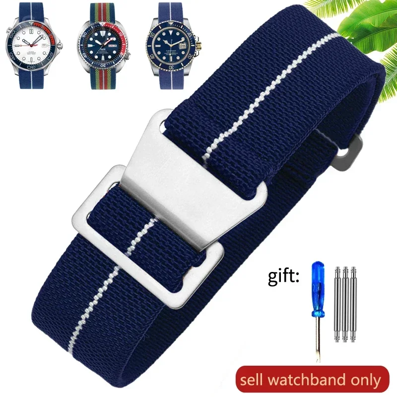Vintage-Style French Parachute Elastic Nylon Watch Strap – Universal Men's Smartwatch Wristband (Classic 60s Inspired Design)