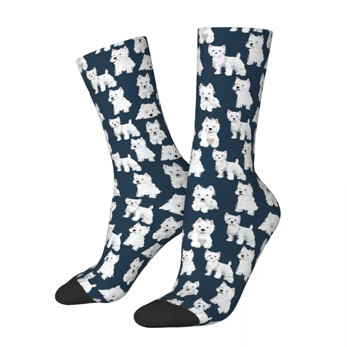 

Colorful Westie Basketball Socks West Highland Terrier Dog Cute Puppy Polyester Long Socks for Unisex Breathable