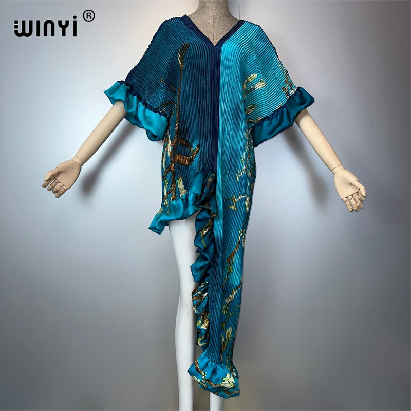 WINYI Summer Pleated dress Irregular dress Loose boho robe Maxi Long Femme  Vestidos holiday Elegant evening dress abaya - AliExpress 200000345