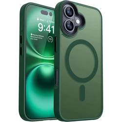 Magsafe Magnetic Luxury Armor Shockproof Matte Transparent Hybrid Case - iPhone 14 Plus (Dark Green)