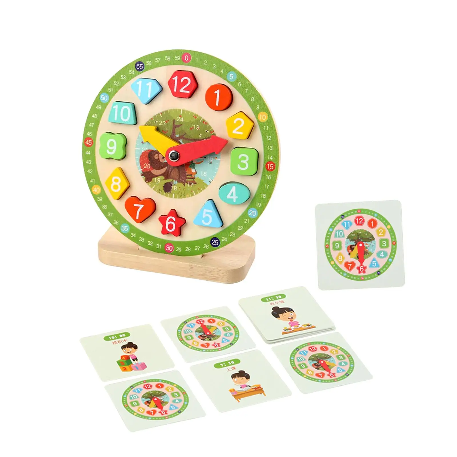 Teaching Clock for Kids Preschool Learning Wooden Clock Kids Toy for Learning Activities Playroom Kindergartner Boys and Girls