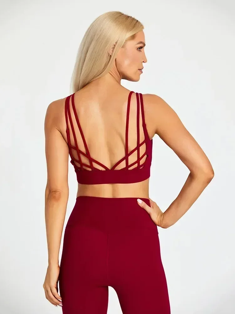 Description Picture 6 of itemLemon Women Fitness Bra Tight Sport Tank Top Tight Gym Underwear Yoga Vest Back Cross Shoulder Strap Chest Pad