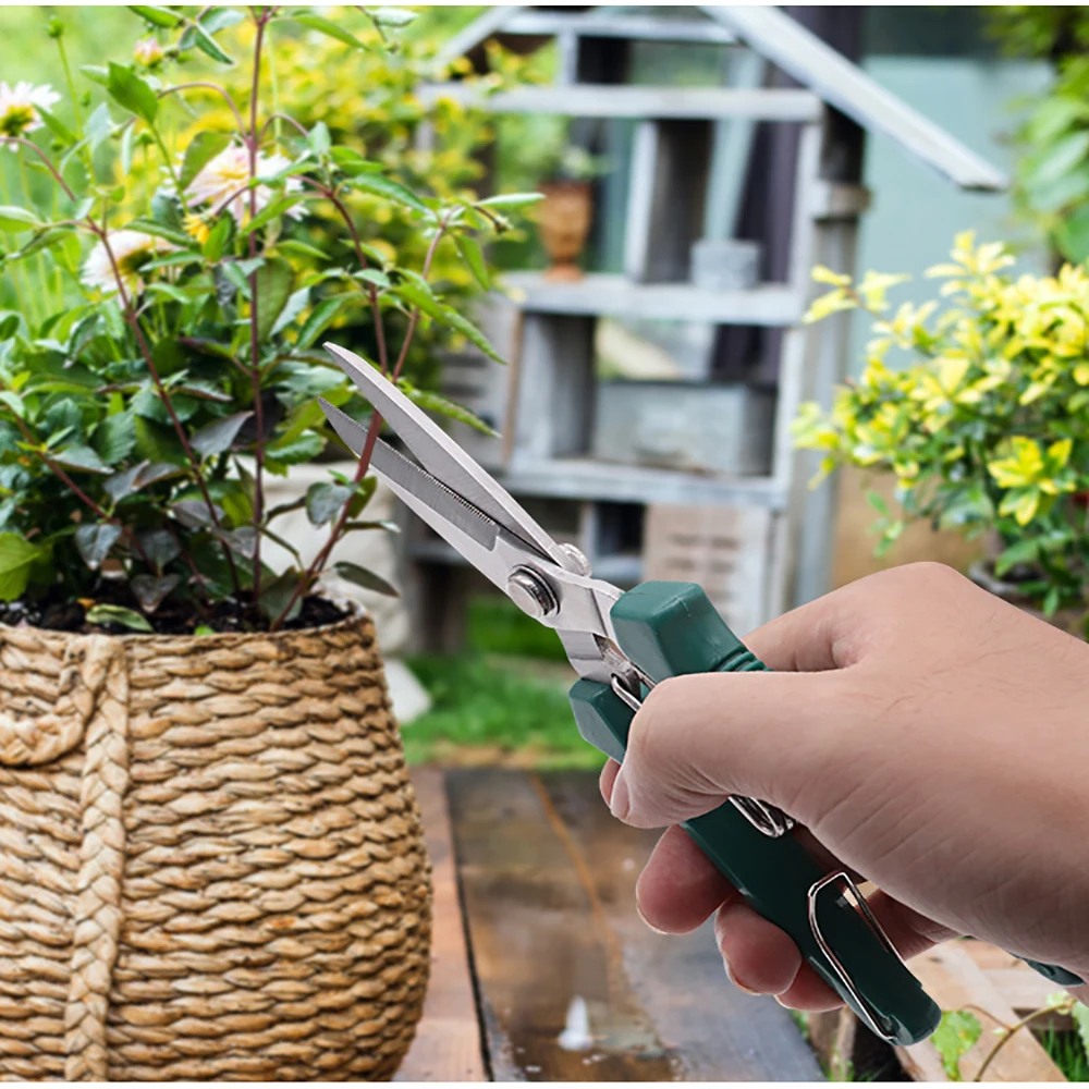 190mm Straight Pruning Shears Stainless Steel Non-Slip Handle Garden Scissors for Bonsai Household Fruit Tree Trimming Tool