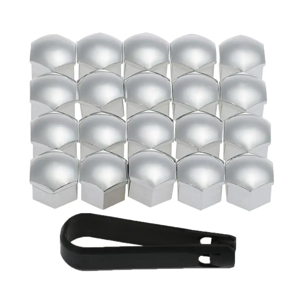 2x 20 Pieces 17mm Caps for Wheel Bolts Caps Set Wheel-Silver, 17mm