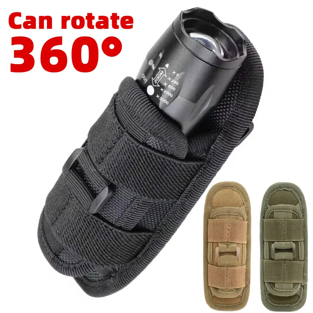 360 Degrees Rotatable Flashlight Pouch Holster Torch Case Outdoor Tactical Hunting Nylon Waist Bag Portable Torch Holder Pouch