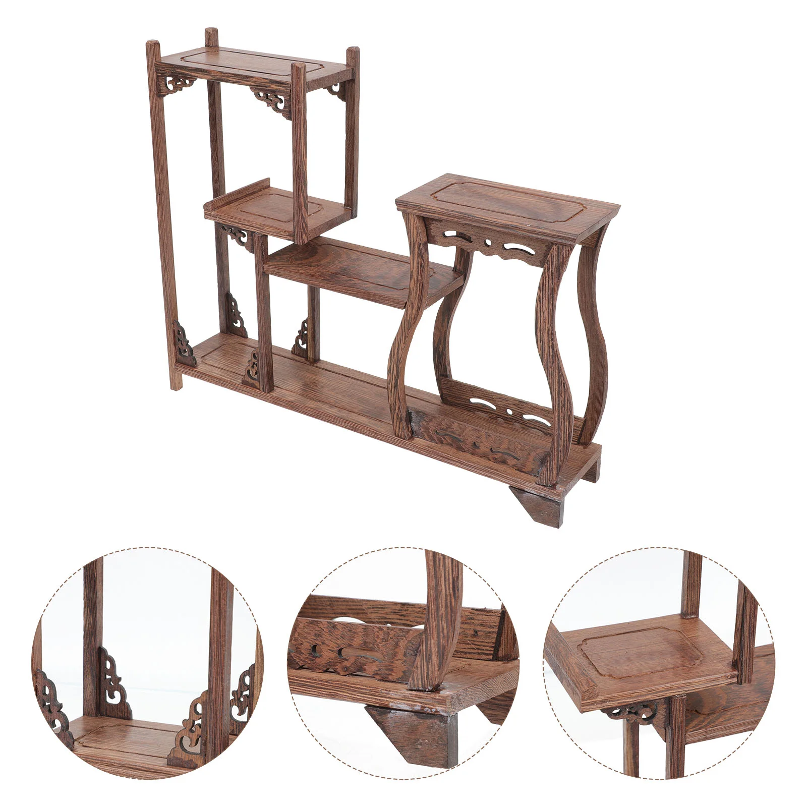 

Antique Wooden Display Stand for Tea Canisters, Flower Vases, and Succulent Planters in Home or Office