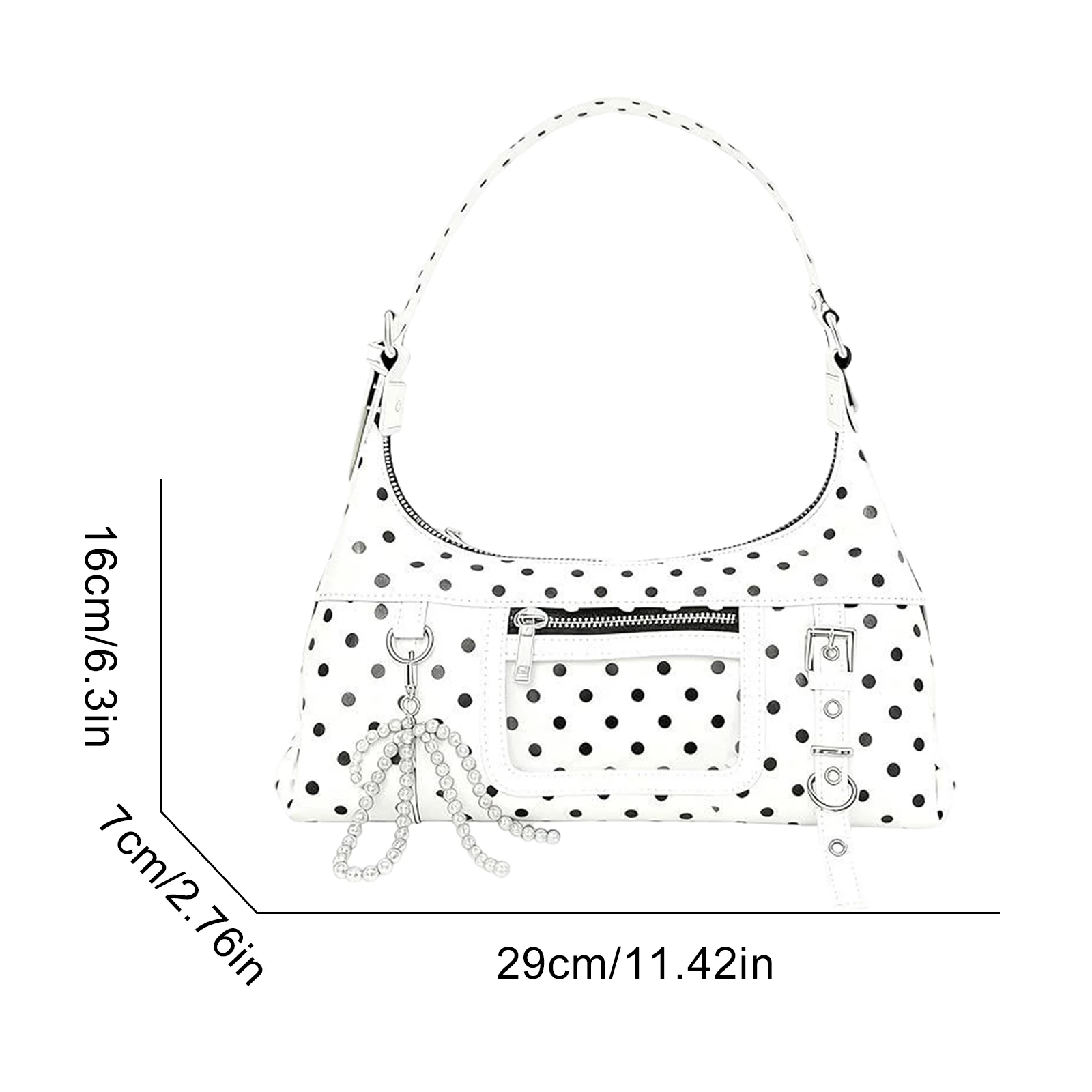 PU Leather Tote Bag Polka Dot Shoulder Bag Commuter Bag for Women Work Shopping Travel Daily