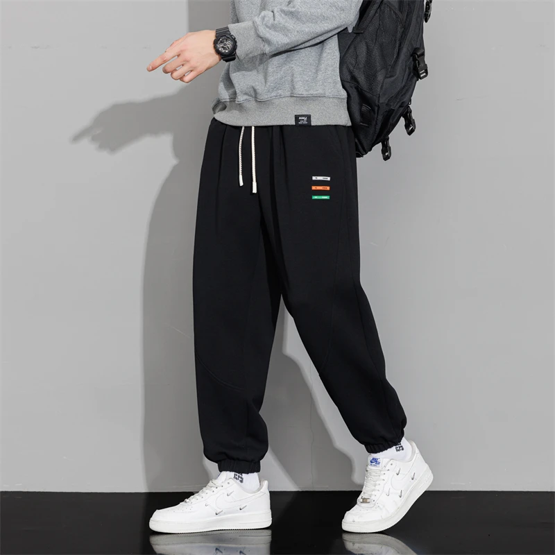 Spring Autumn Men's Solid Pockets Elastic High Waist Printed Harlan Lantern Casual Trousers Office Lady Vintage Vacation Pants