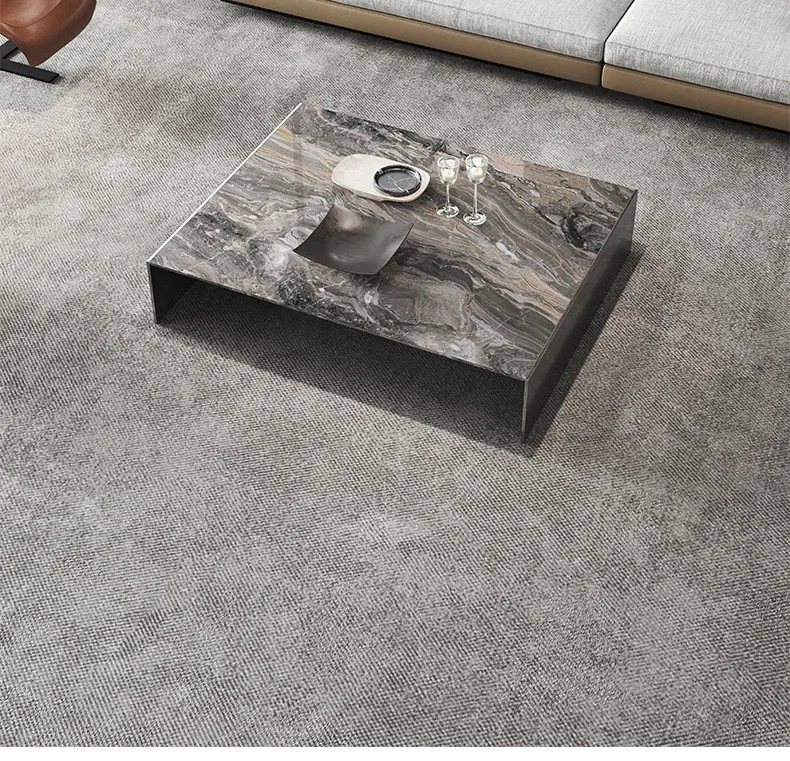 1Brown Square Table Coffee Combination Short Tea Living Room Home Advanced Stone Plate Side Table