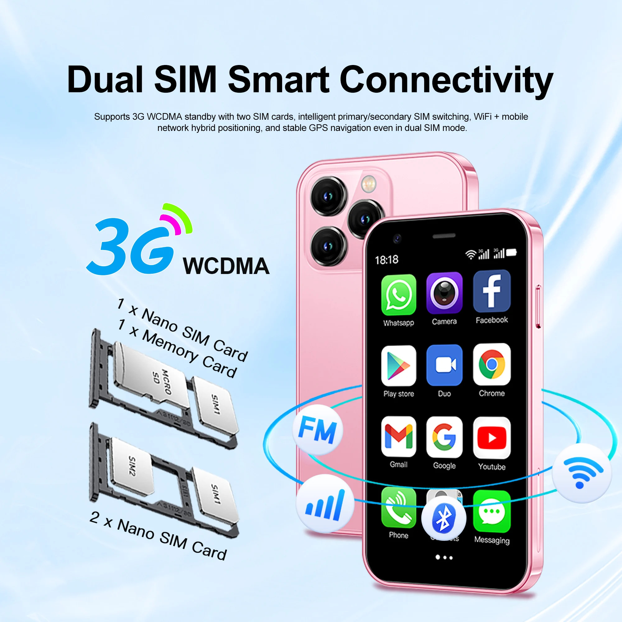 SERVO 15SE Mini Smartphone 3G WCDMA Android System 2GB+16GB WhatsAPP WiFi Hotspot Dual SIM 3.0" Cute Smart Phone Free Smartwatch