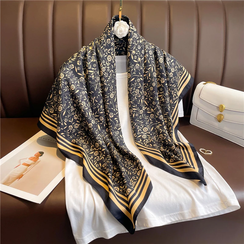 

Design Twill Silk Square Scarf Women Luxury Brand Hijab Scarves Headband Foulard Ladies Shawl Wrap Echarpe Foulard Bandana