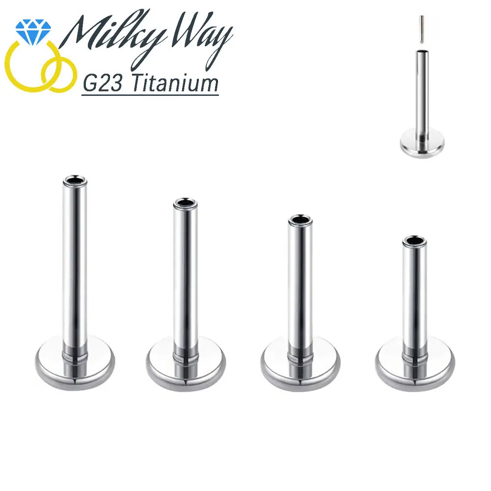5/10/50PCS G23 Titanium Ear Stud 4mm Base Push Pin Labret Lip Nose ...