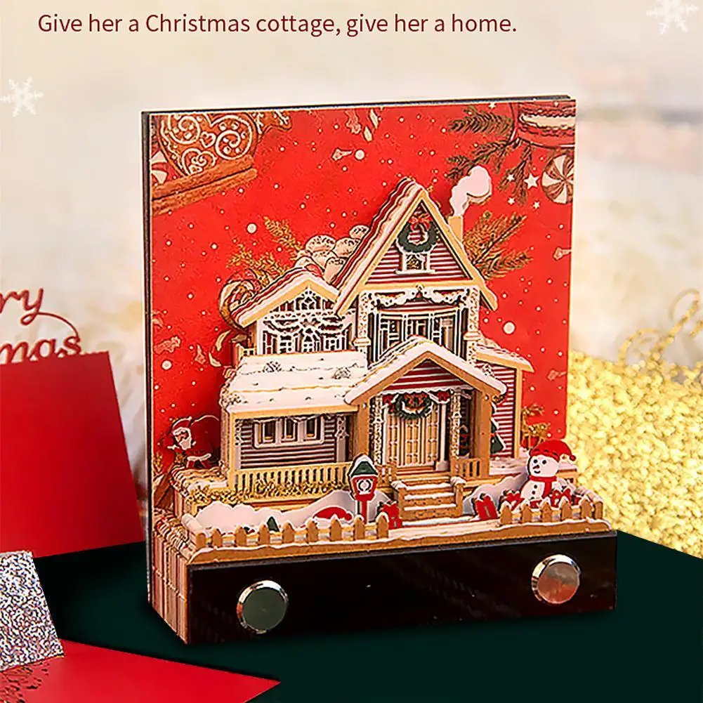 

Christmas Cottage 3D Dimensional Paper Carving Art Craft Notepad 2024 Calendar Planner Christmas House Memo Pad Xmas Gifts
