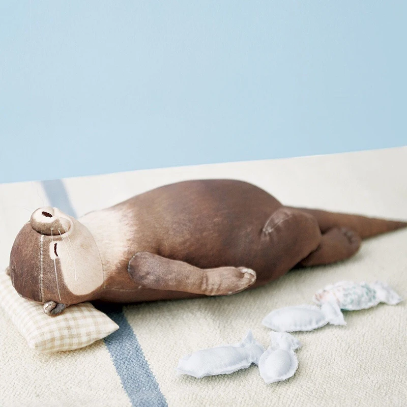 귀여운 거짓말 수달 필통 봉제 인형, 손목 패드 베개, 수달 인형, 어린이 크리스마스 생일 선물, 봉제 장난감, 40cm