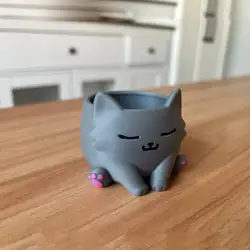 Charming Cat - Shaped Succulent Planter - Perfect Gift (Grey)