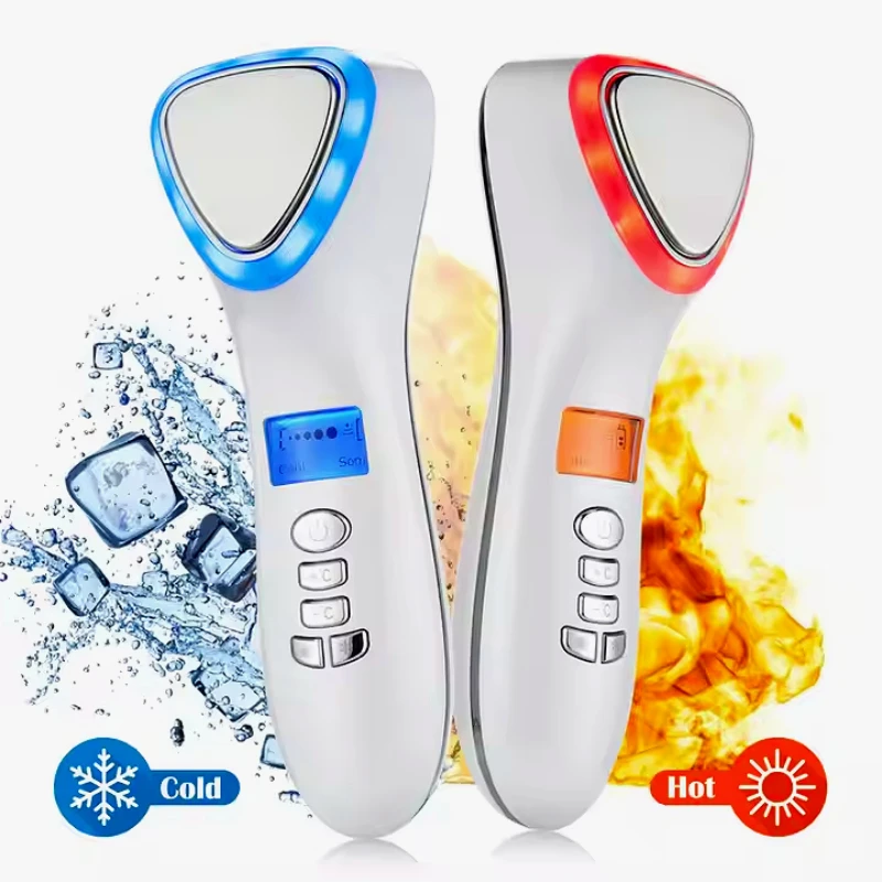 Cold and Hot Photon Beauty Instrument Facial Massager Red Blue Firming Lift Vibration Cleansing and Tender Skin Deep Absorption