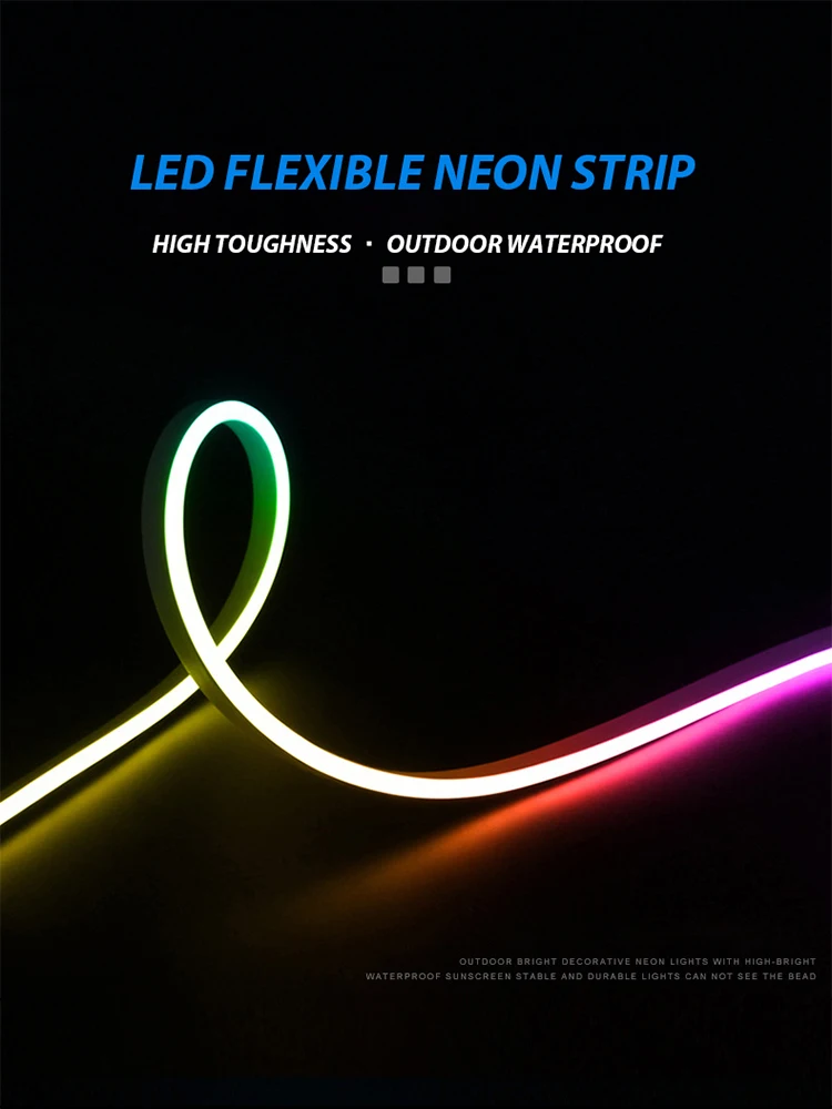 5m Neon Led Light Strip 220v Waterproof Ip67 Cutable Flexible Rope Tube