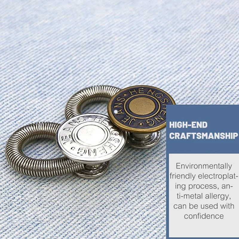 5/3PCS Metal Buttons Extender for Pants Jeans Free Sewing Adjustable  Retractable Waist Extenders Button Waistband DIY Botones