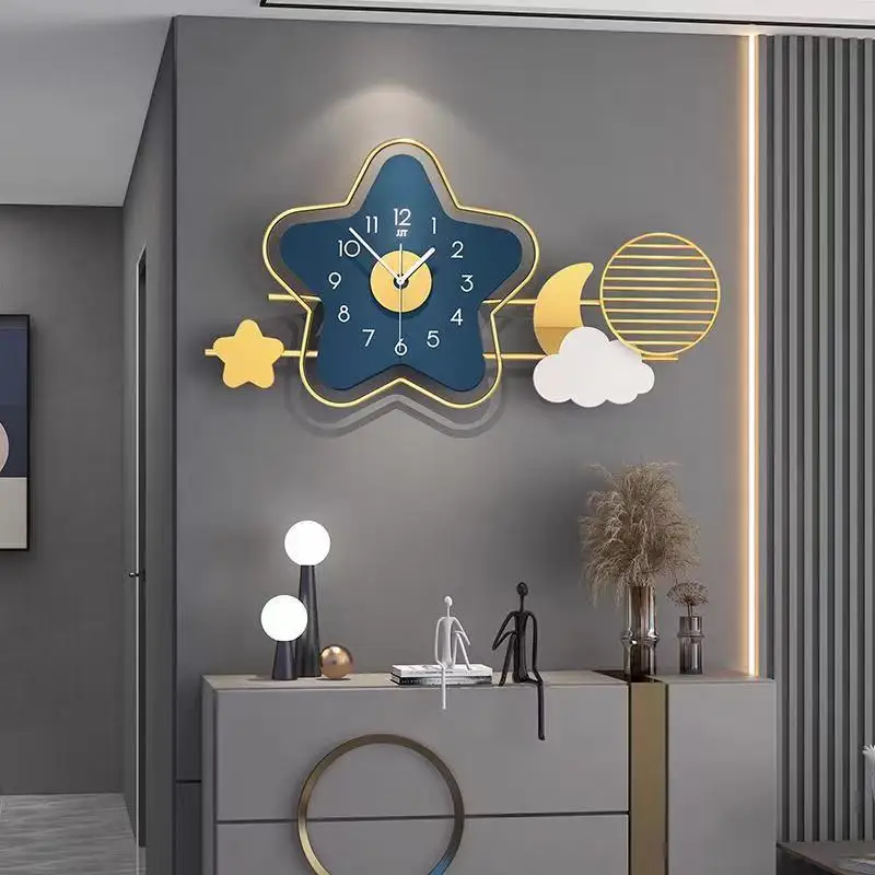 

Light Luxury Wall Stickers-Creative Wall Clock Metal Baking Paint Versatile Practical Wall Timepiece for Home Decoration